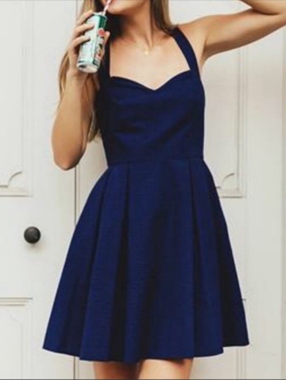 Lauren James Livingston Navy Bow Back Mini Dress